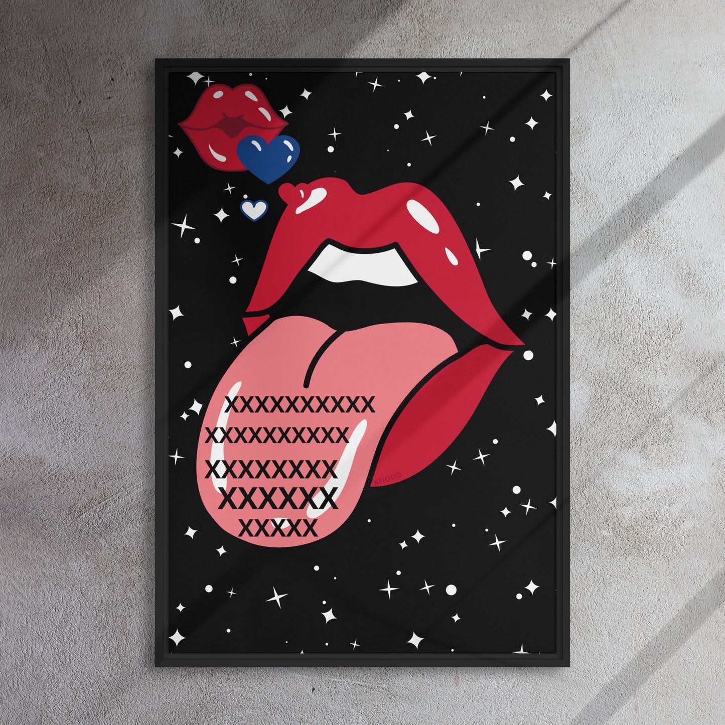 Toile encadrée * Kiss * Lèvres * Lips * Motivation *texte personnalisable