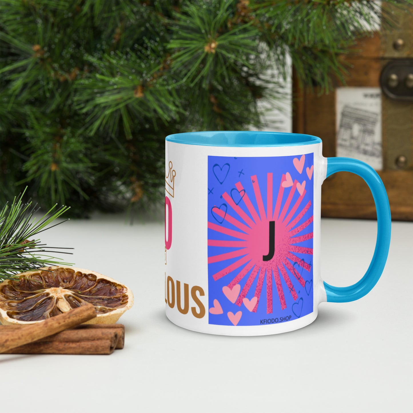 Mug *J* à Intérieur Coloré