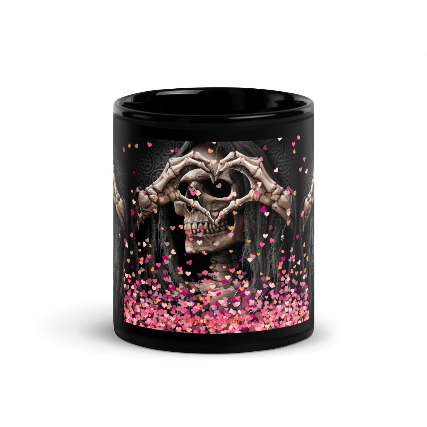 Mug brillant noir *Amour *Love *Coeur *Skull #12