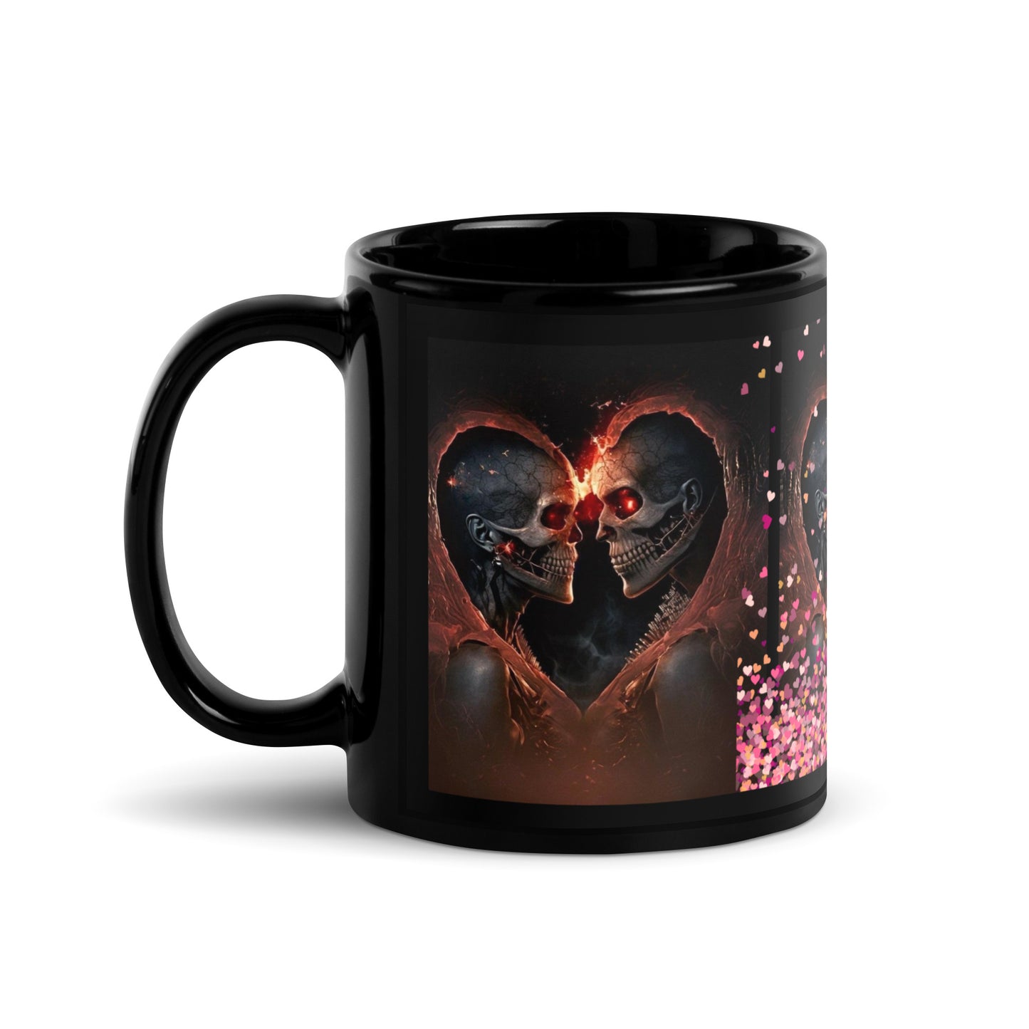 Mug brillant noir *Amour *Love *Coeur *Skull #11