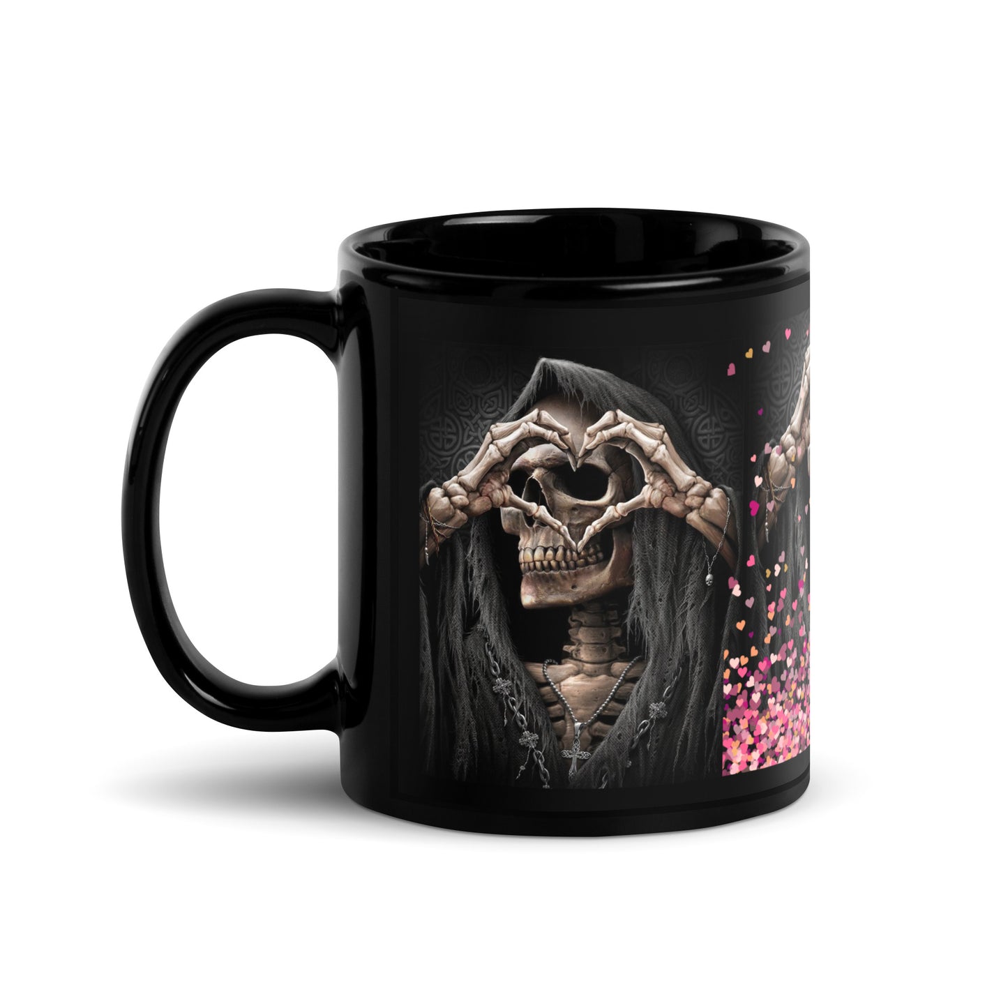 Mug brillant noir *Amour *Love *Coeur *Skull #12