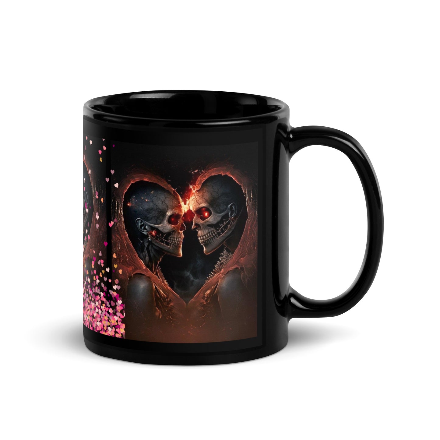 Mug brillant noir *Amour *Love *Coeur *Skull #11