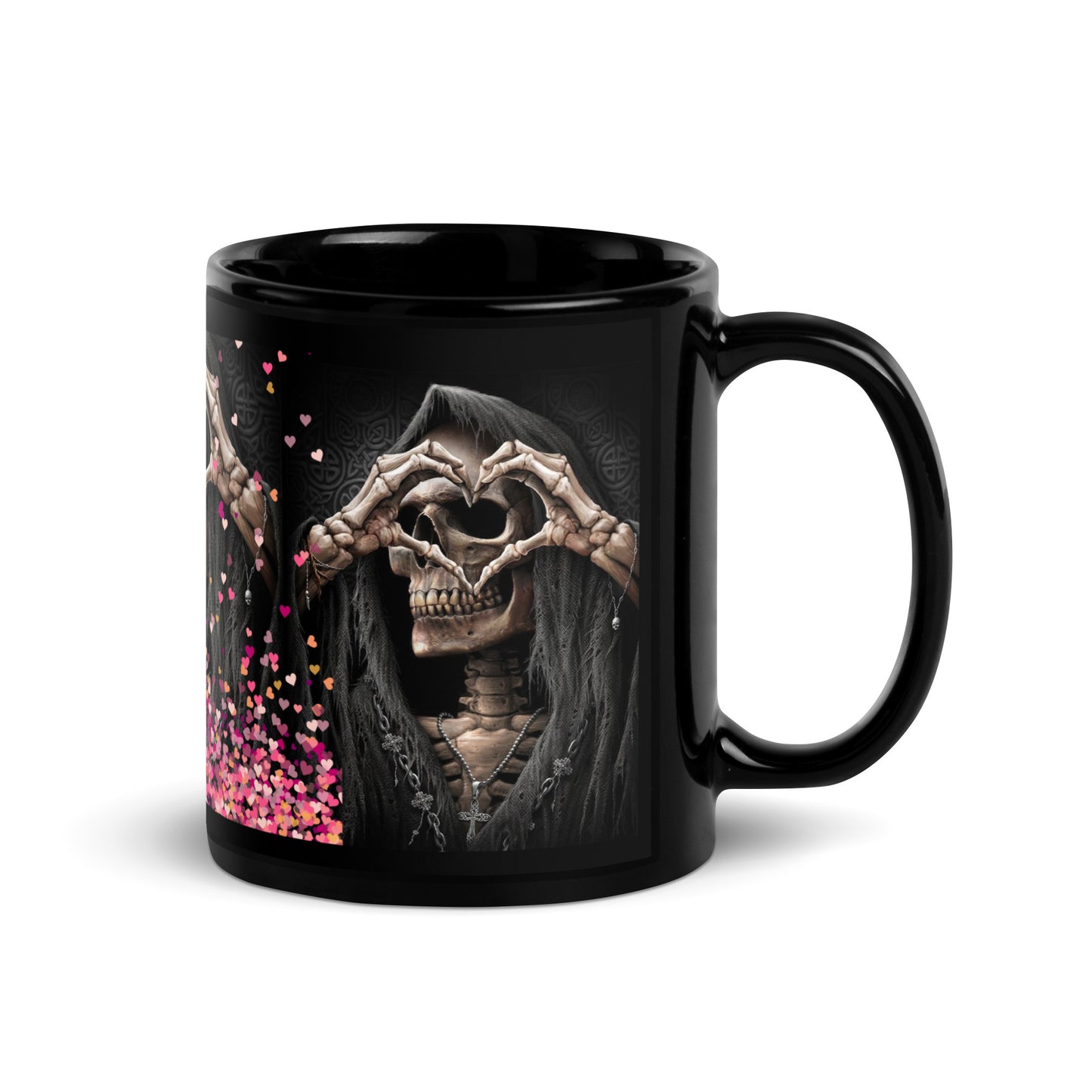 Mug brillant noir *Amour *Love *Coeur *Skull #12