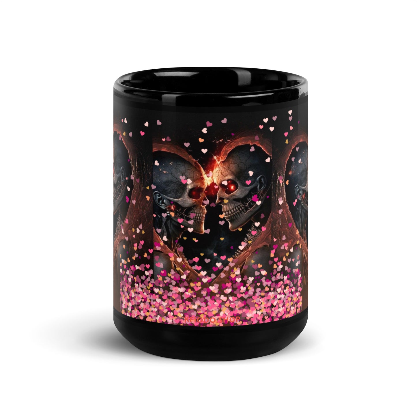 Mug brillant noir *Amour *Love *Coeur *Skull #11