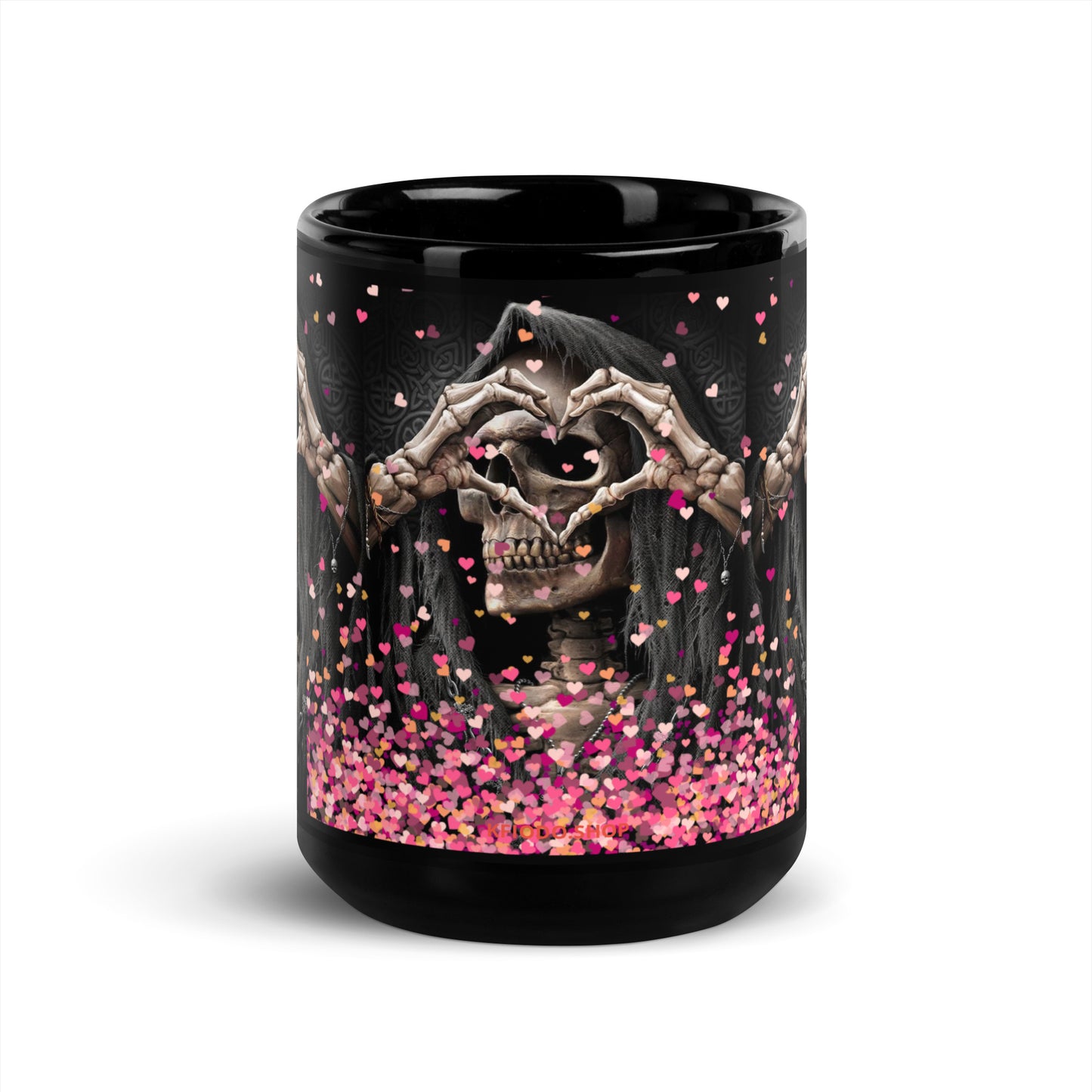 Mug brillant noir *Amour *Love *Coeur *Skull #12