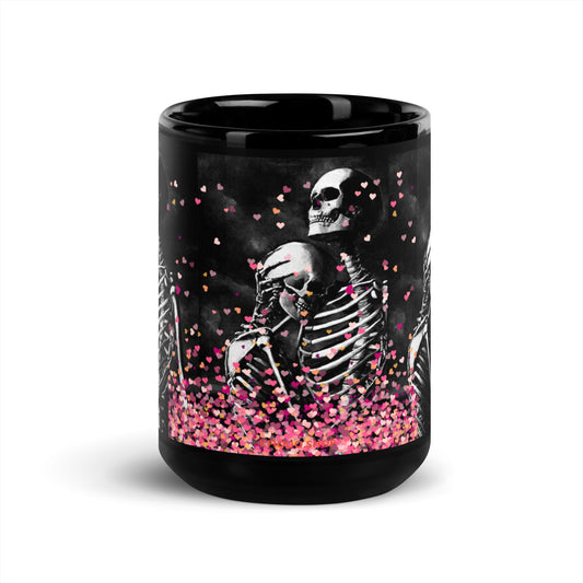 Mug brillant noir *Amour *Love *Coeur *Skull #14