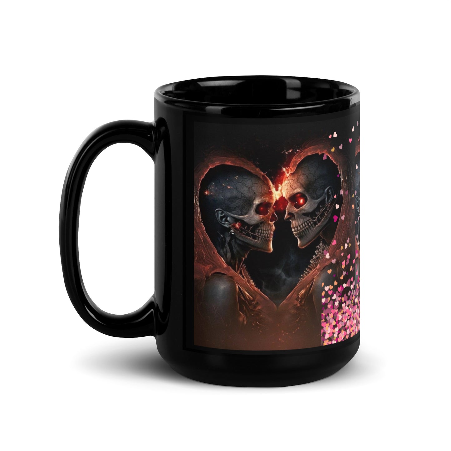 Mug brillant noir *Amour *Love *Coeur *Skull #11