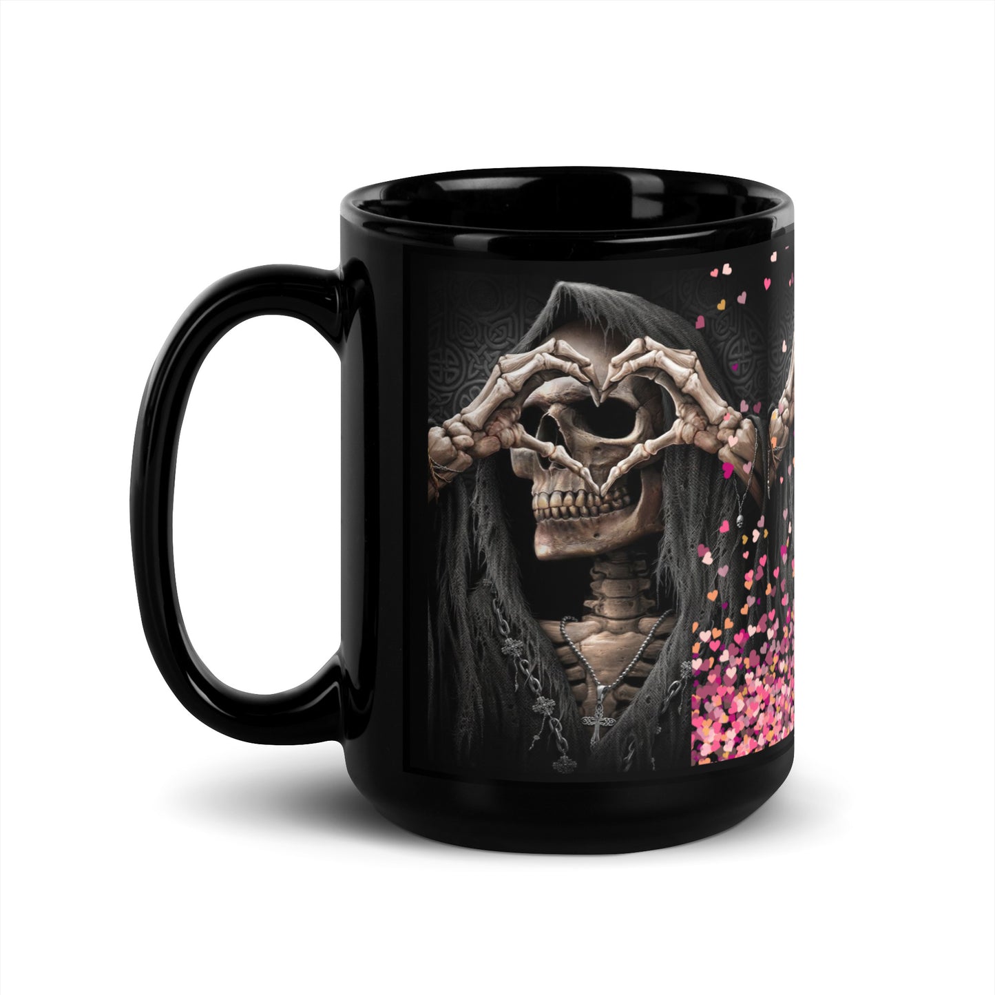 Mug brillant noir *Amour *Love *Coeur *Skull #12