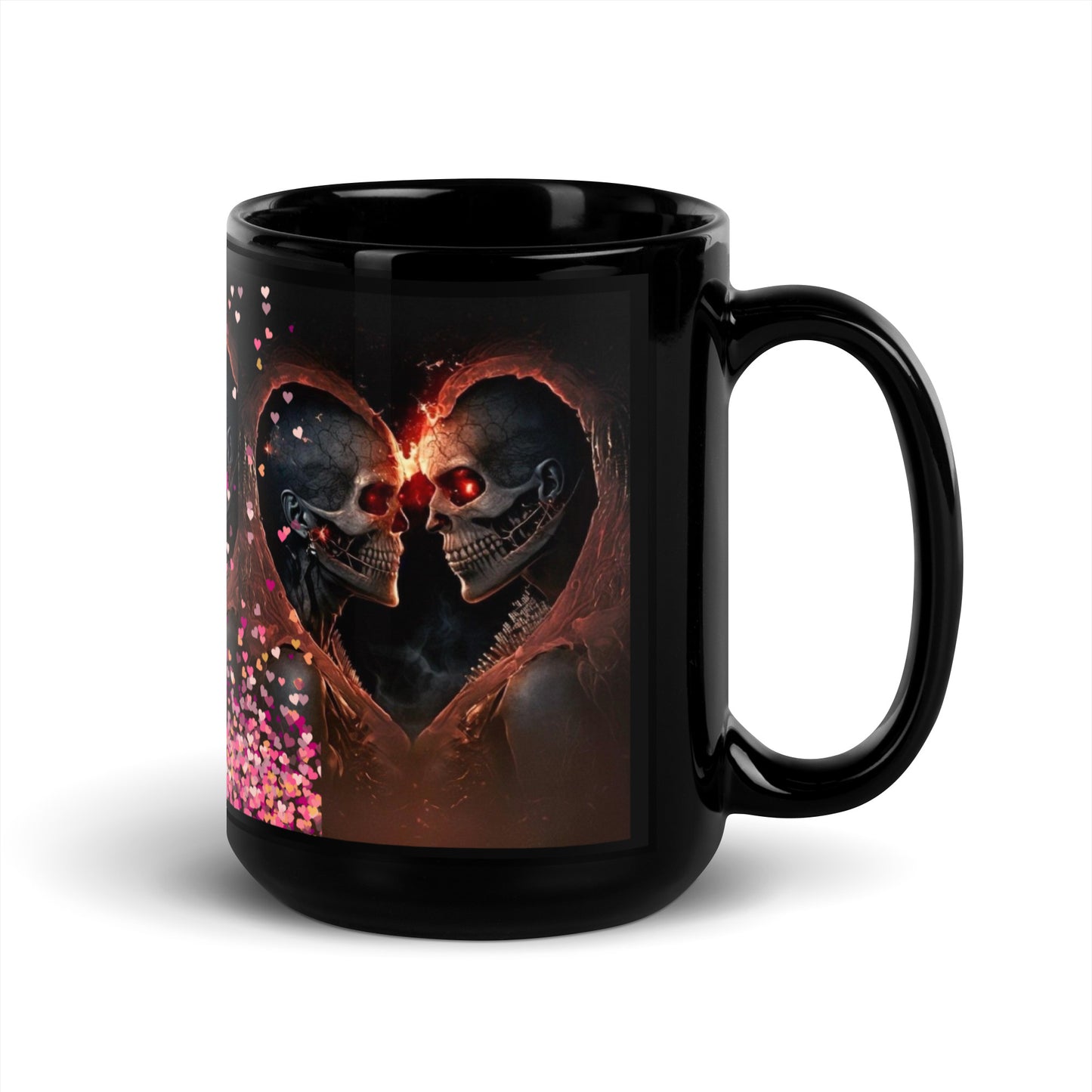 Mug brillant noir *Amour *Love *Coeur *Skull #11