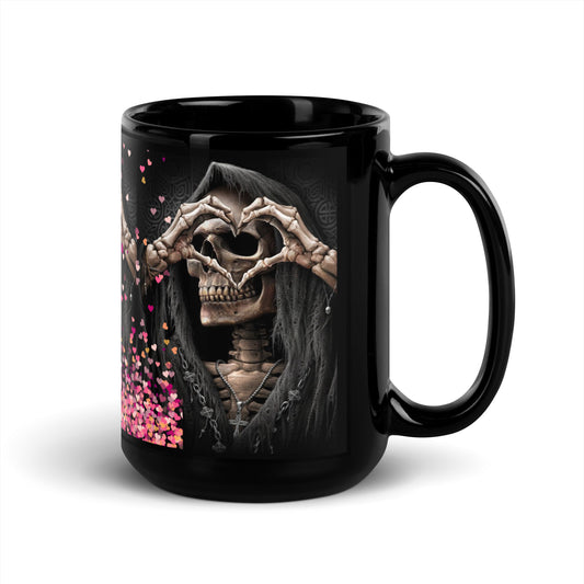 Mug brillant noir *Amour *Love *Coeur *Skull #12