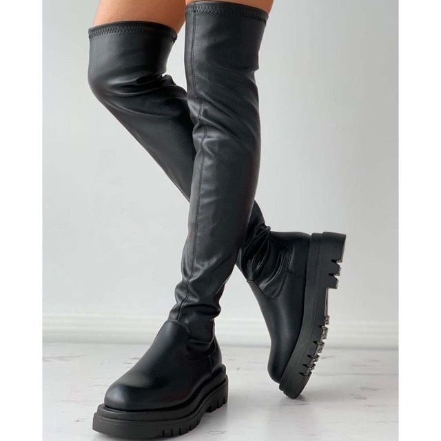 Bottes longues plateforme