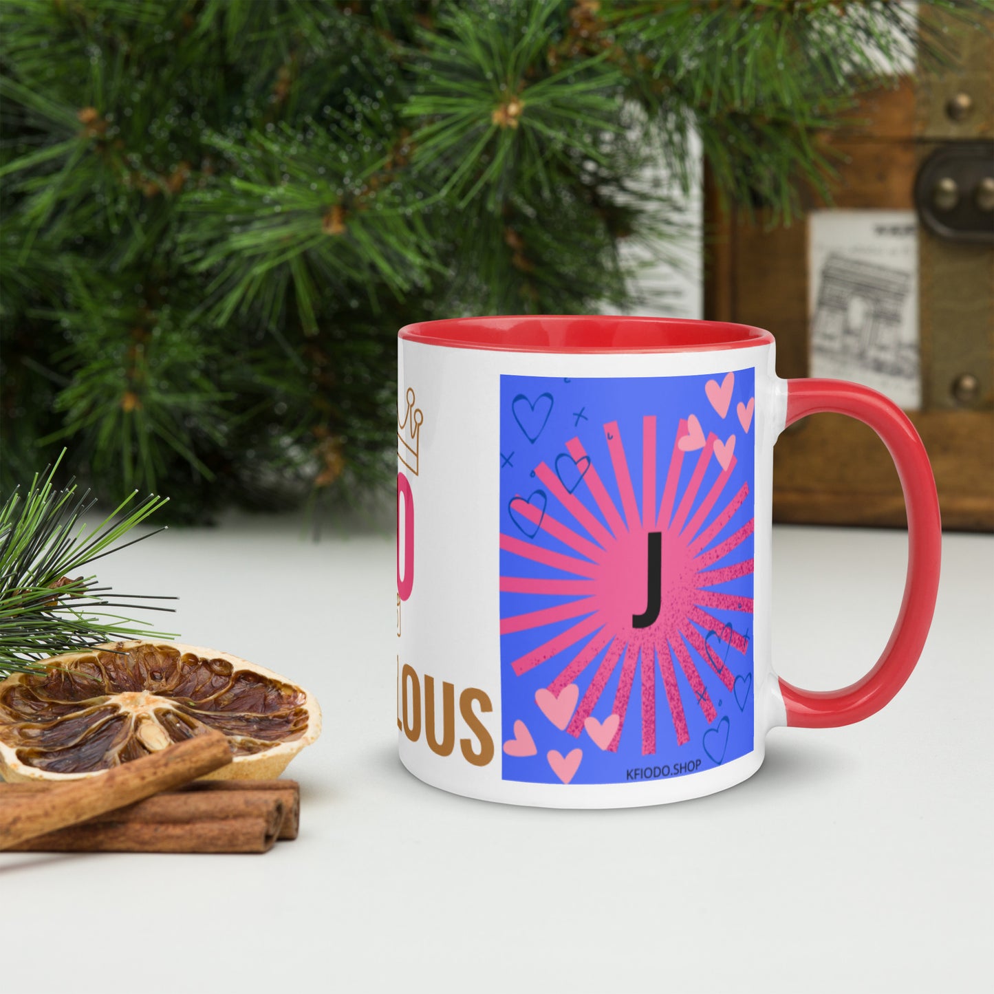 Mug *J* à Intérieur Coloré