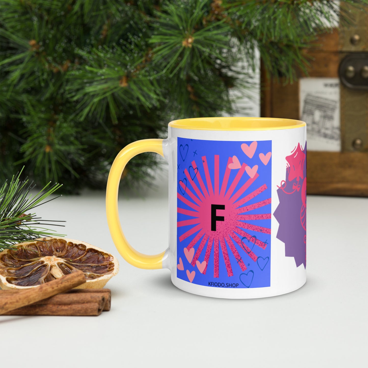 Mug *F* à Intérieur Coloré